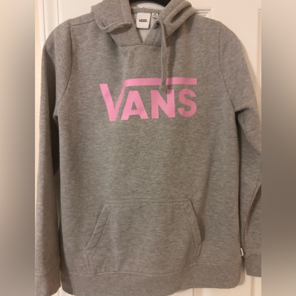 Vans Gray Hoodie with Pink Logo